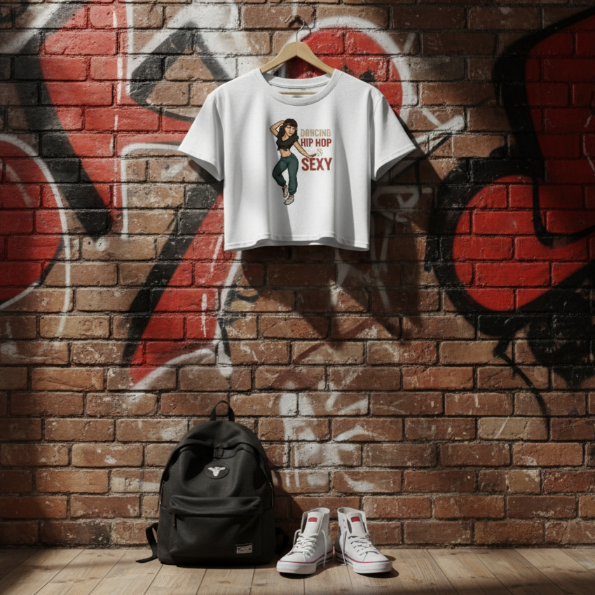 Crop Top de Hip Hop para Mujer - Camiseta Corta Retro     "Dancing Hip Hop is Sexy"