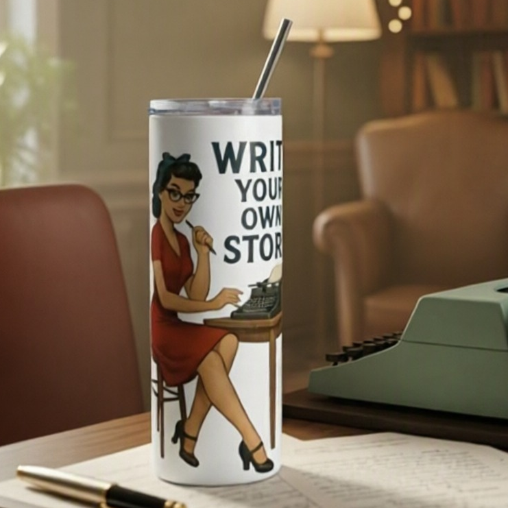 Vaso de Acero Inoxidable para Escritora - Botella Térmica    "Write Your Own Story"