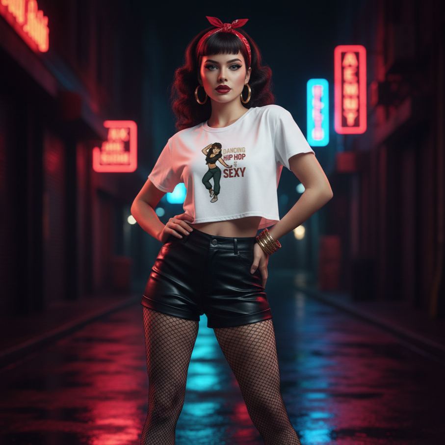 Crop Top de Hip Hop para Mujer - Camiseta Corta Retro     "Dancing Hip Hop is Sexy"
