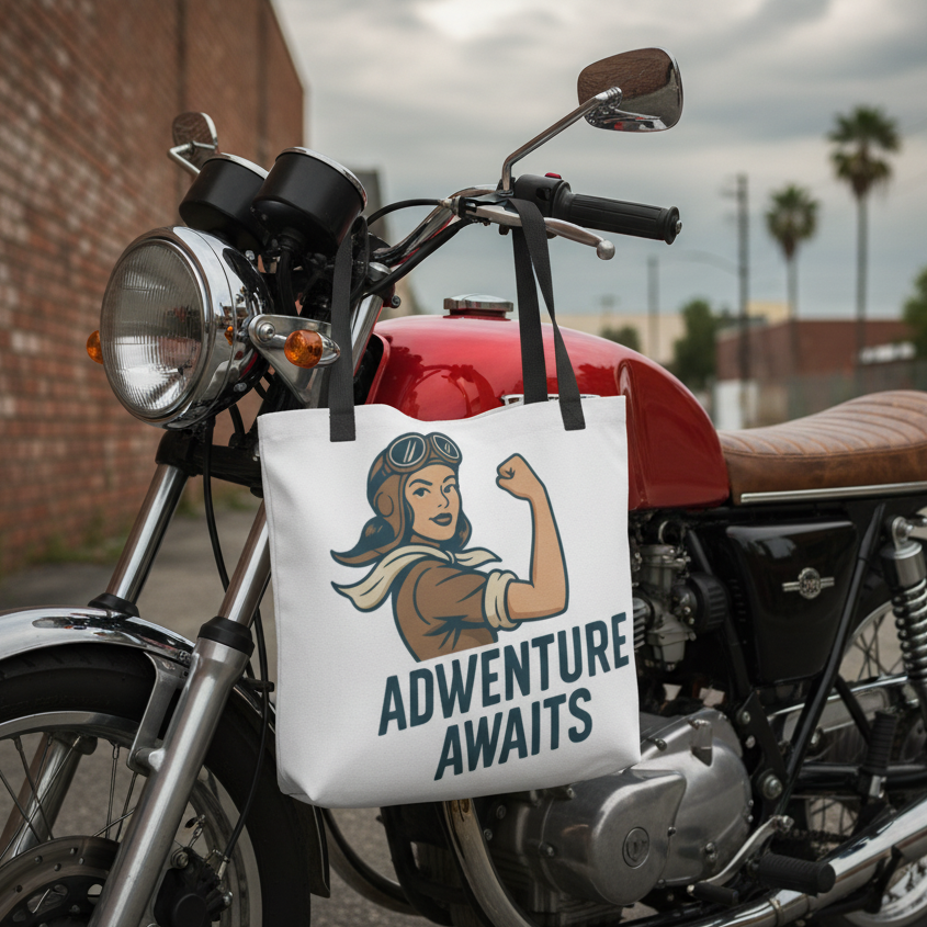 Bolso Tote para Viaje y Aventura - Estilo Pin Up                "Adventure Awaits"
