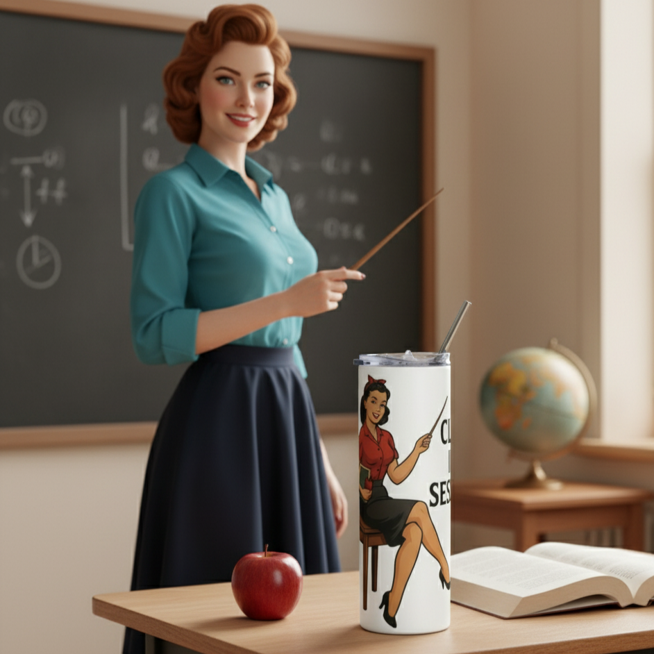 Vaso de Acero Inoxidable para Profesora - Botella Térmica Pin Up "Class in Session"